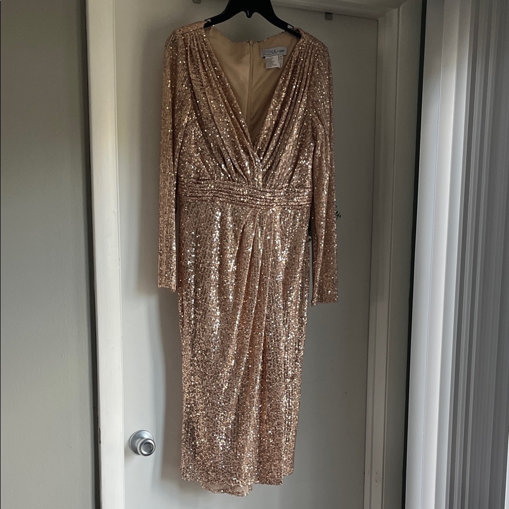 Stunning Gold Sequin Long Sleeve Dress